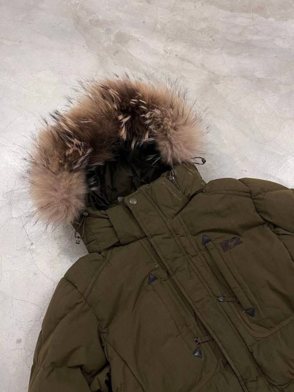 K2 Olive Green Hooded Puffer Coat - Picture 7 of 12